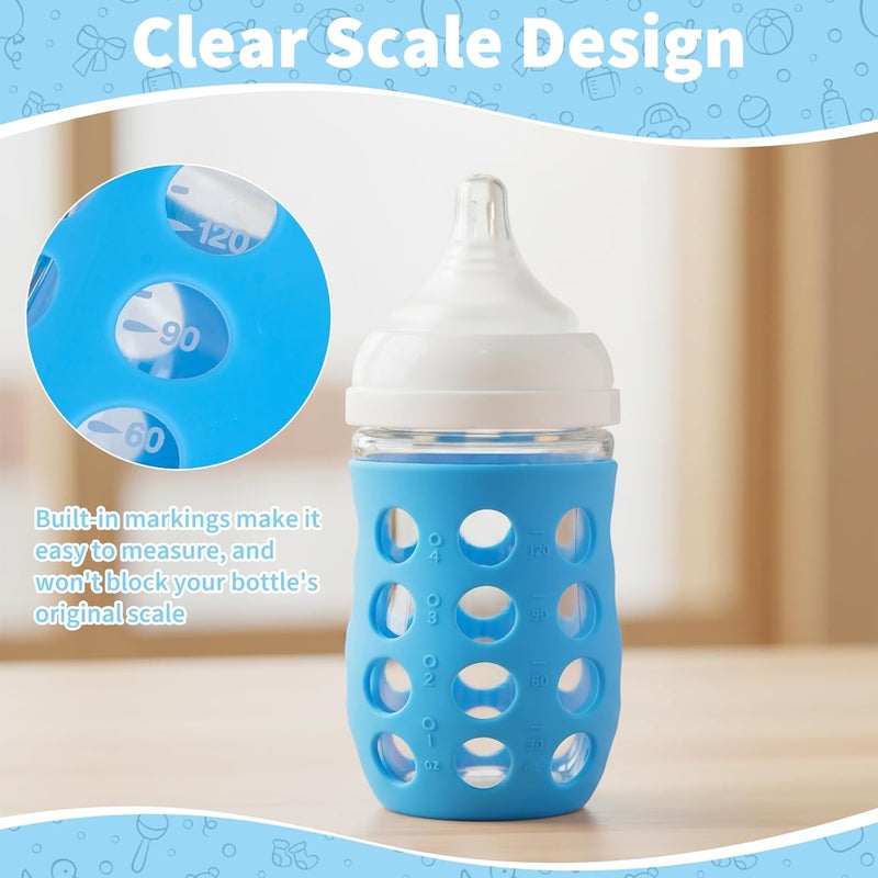 Fevbcnrj 4 Pack Silicone Sleeves Compatible with Gulicola Glass Bottle, Silicone Sleeves for Glass Bottle, Soft and Flexible, Protect Bottles from Drops and Cracks, with Built-in Marking, Blue - Image 5